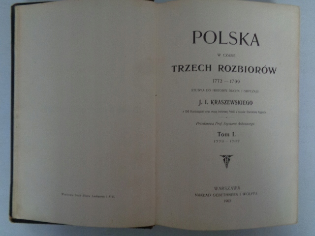 POLSKA W CZASIE TRZECH ROZBIORÓW 1 Kraszewski 1902
