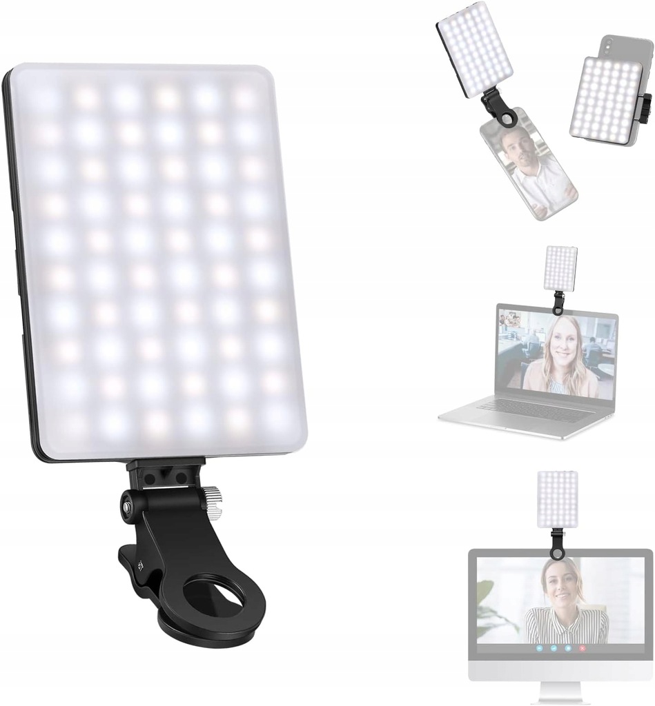 LAMPKA DO SELFIE NEEWER Z KLIPSEM NA LAPTOPA BATERYJNA 2000 MAH 3 TRYBY