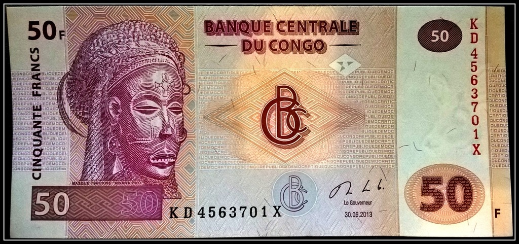 Banknot Kongo 50 Franków 2013r. UNC