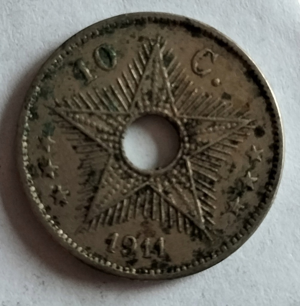 moneta Kongo Belgijskie 10 cent 1911 (2)