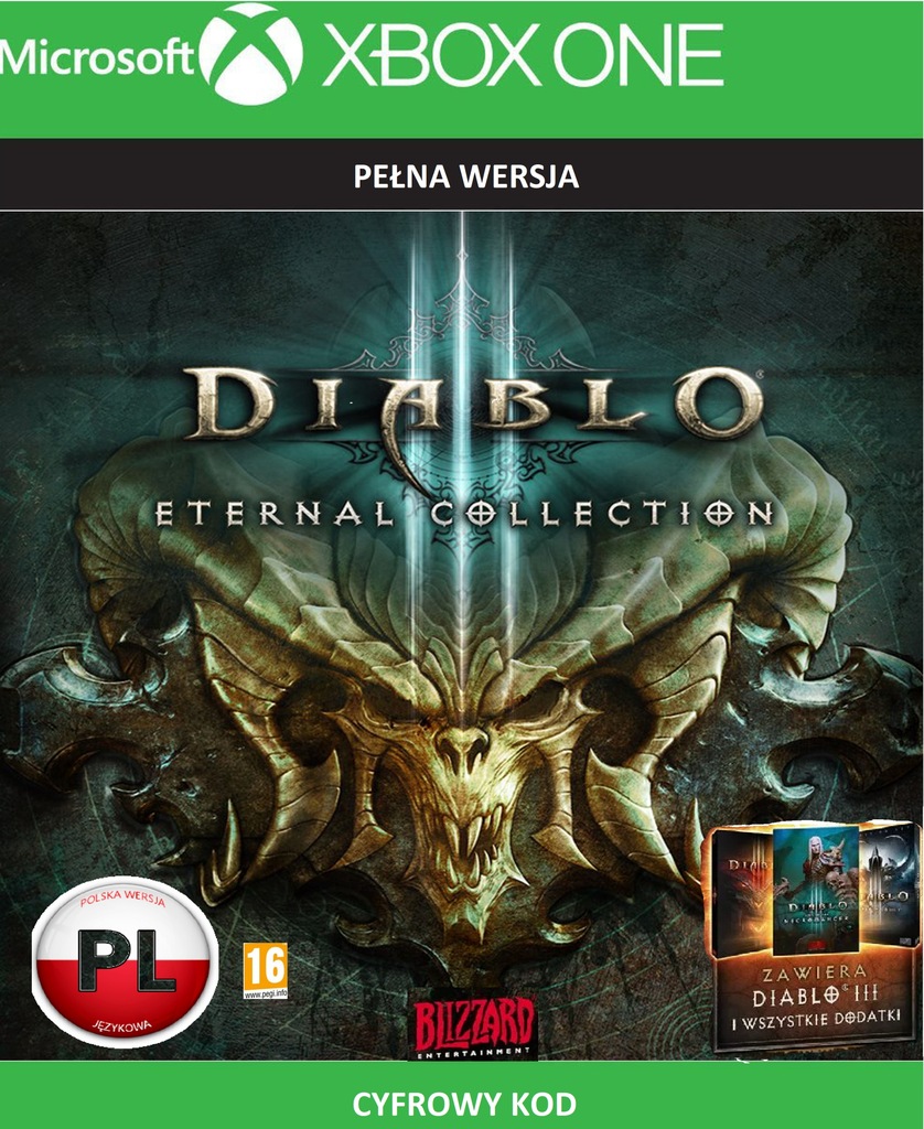 DIABLO 3 III ETERNAL KLUCZ XBOX ONE XONE PL +BONUS