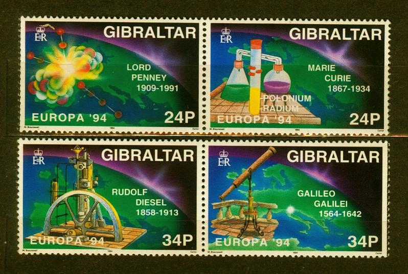 GIBRALTAR ** EUROPA, odkrycia, M. Curie Mi 683-86