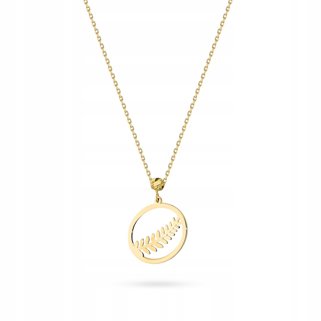 ZŁOTY NASZYJNIK ŁAŃCUSZEK pr. 585 Liść Paproci Wpisany w Ring 14k