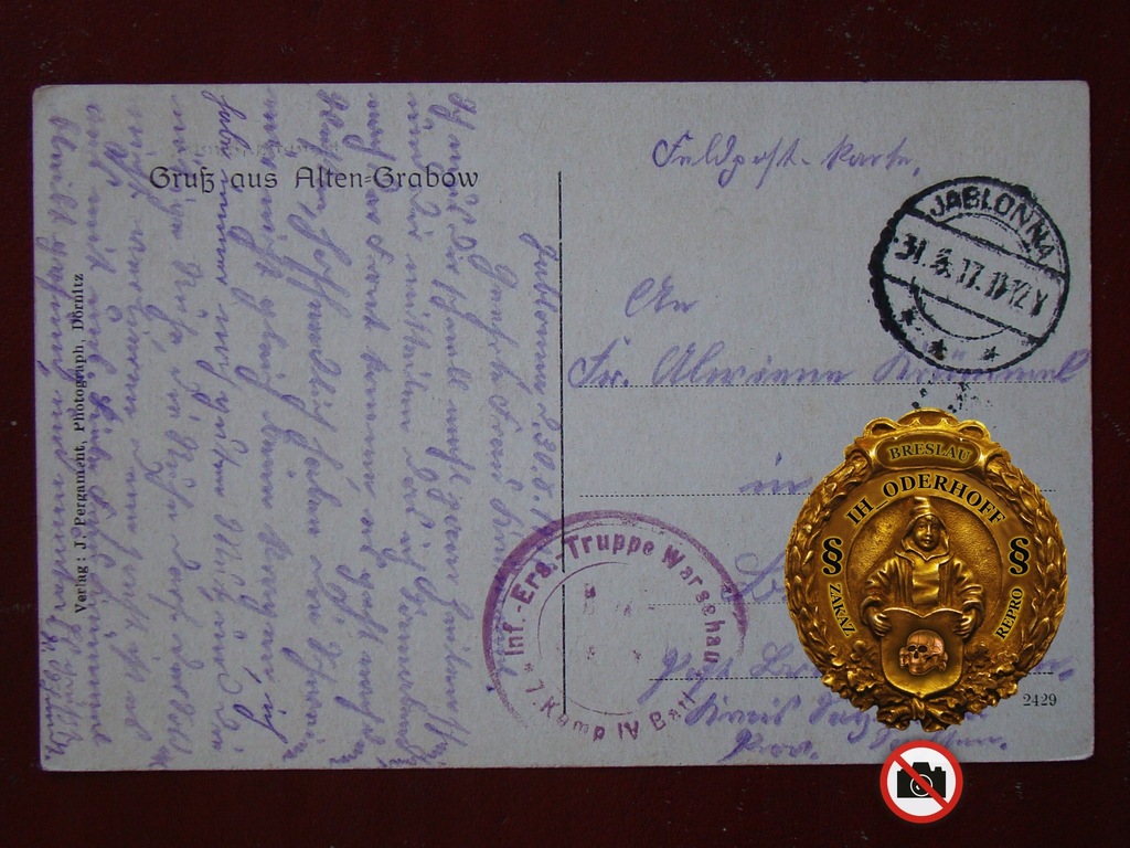 Jablonna 31.6.1917.r.=Stempel D582