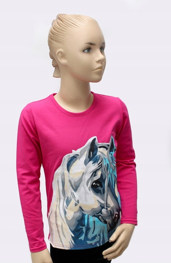 Bluzka dla dziewczynki z koniem fuksja - 152