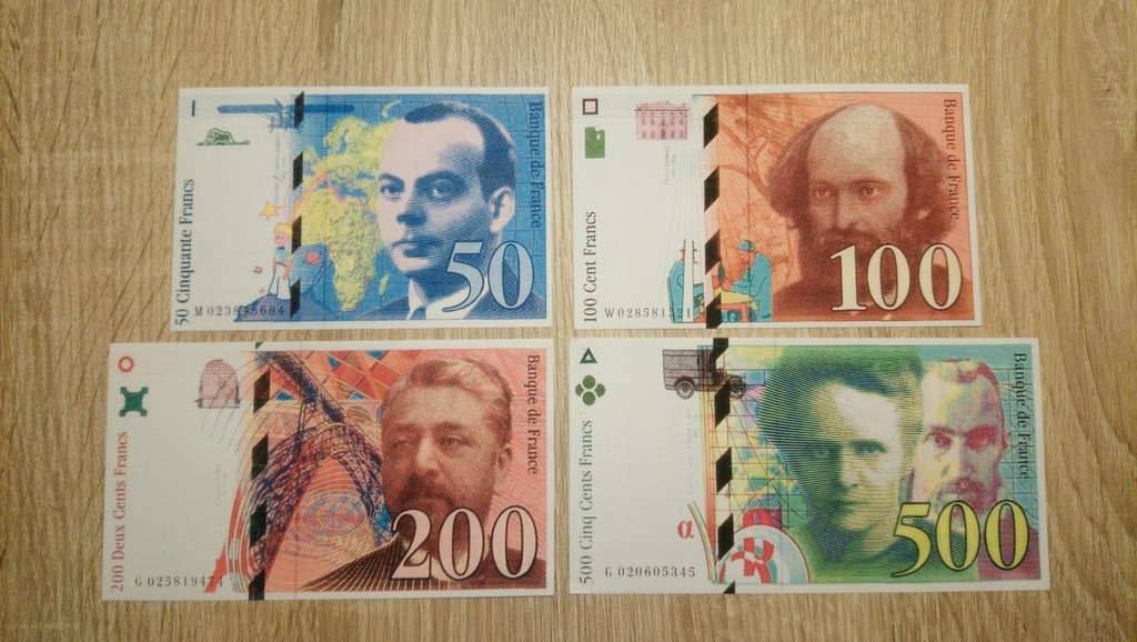 Francja 50 100 200 500 Franków 1994 1996 1997