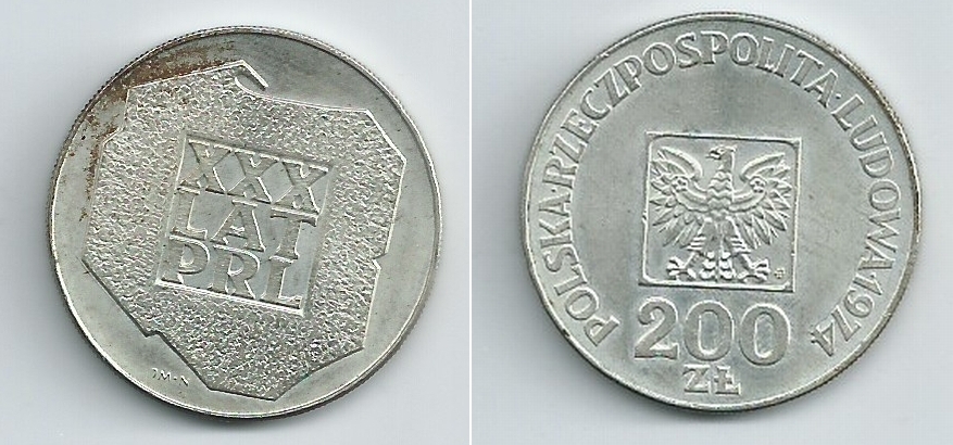 200 zł. z 1974 roku - XXX lat PRL