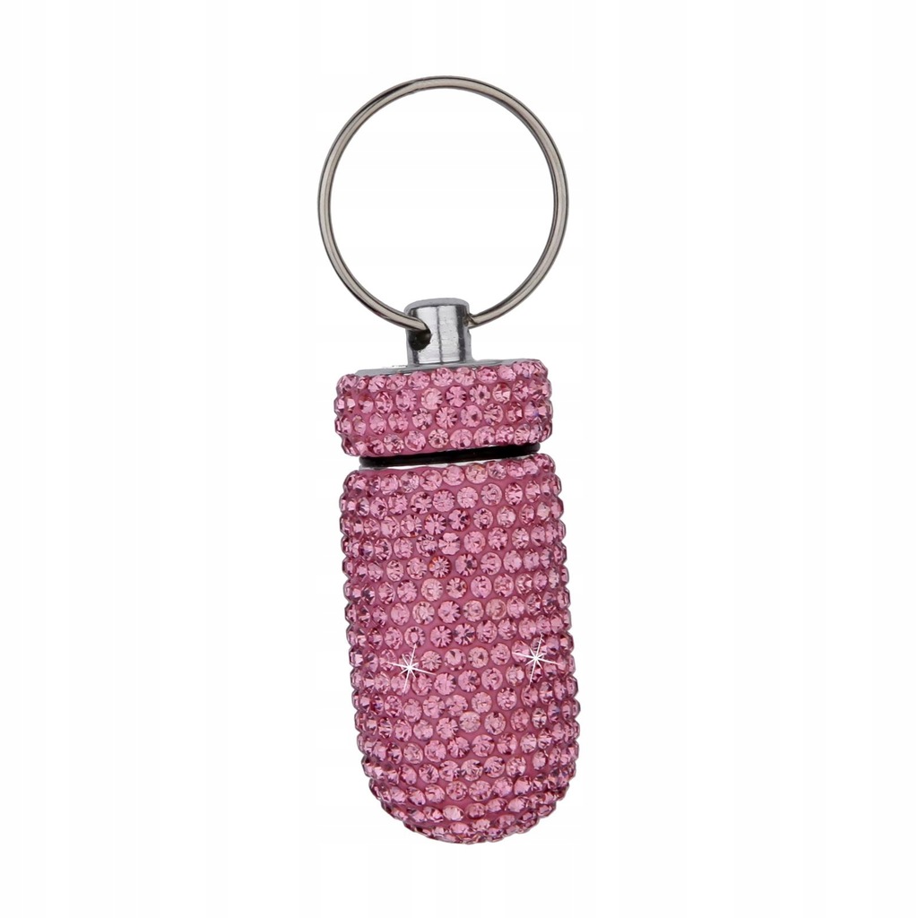 Pill Case Keychain Waterproof Bling Container Pink