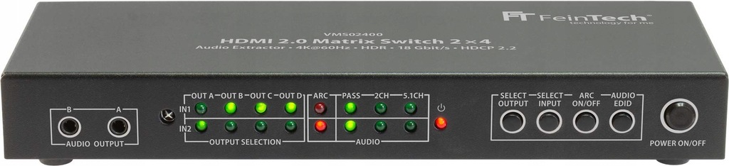 ROZGAŁĘŹNIK SWITCH HDMI FEINTECH VMS02400 CZARNY