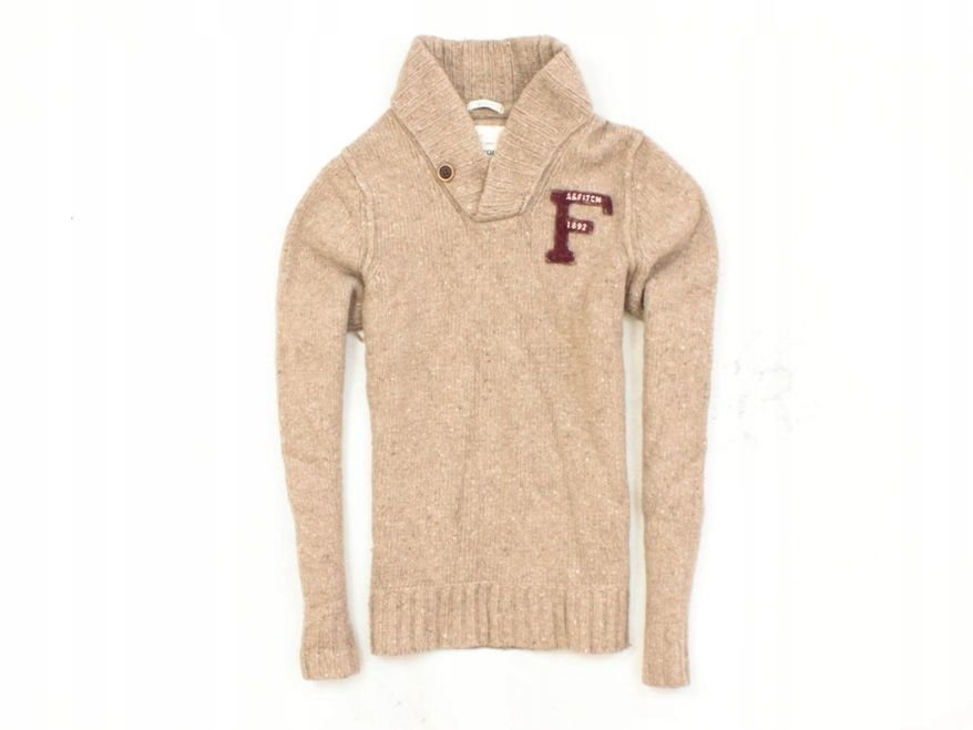 *M Abercrombie Fitch Sweter Męski Wełna Brąz r XL