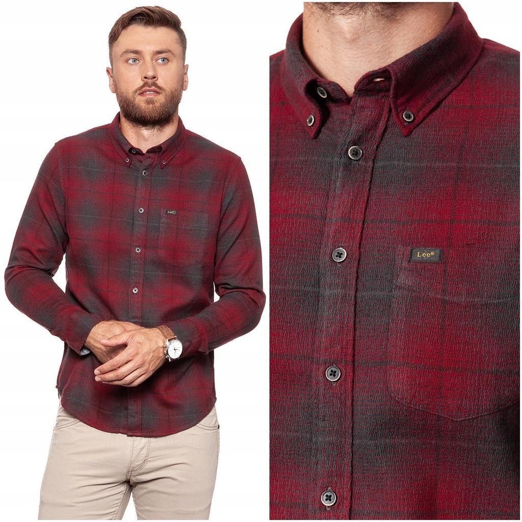 LEE BUTTON DOWN MĘSKA KOSZULA KRATA REGULAR S