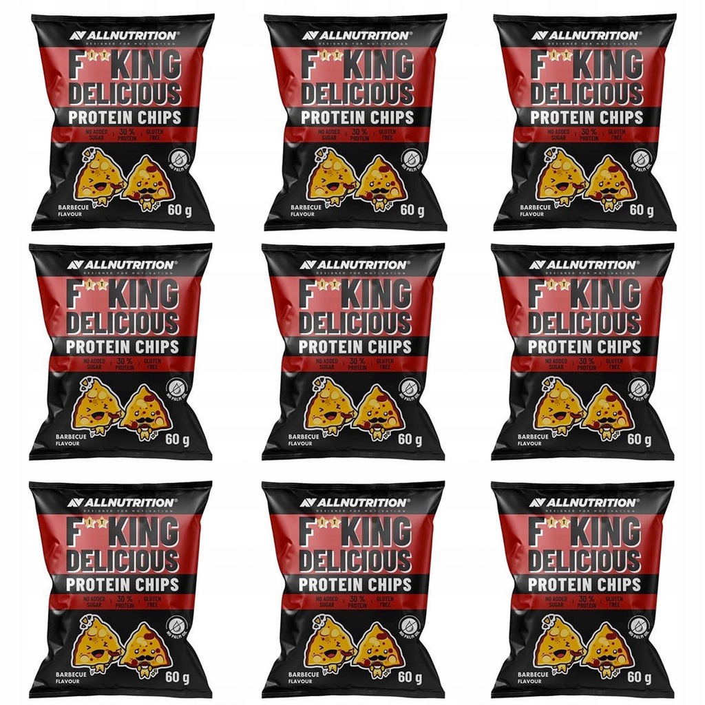 X9 ZESTAW ALLNUTRITION SFD FITKING 60G smak BARBECUE CHIPSY PROTEINOWE