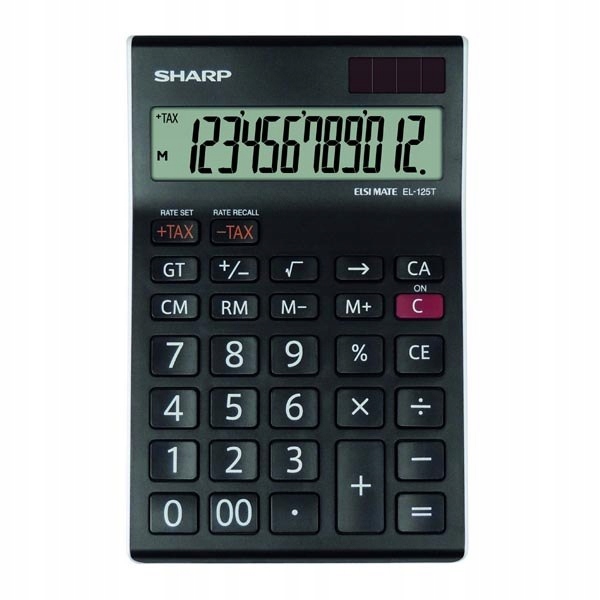 Sharp Kalkulator EL-125TWH, czarno-biały, biurkowy