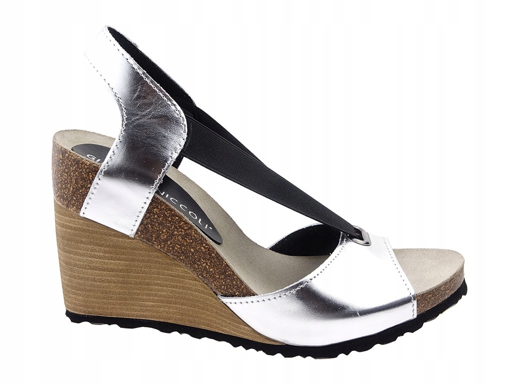 NIK GN sandały koturny 07-0165-00-006 srebrne 39