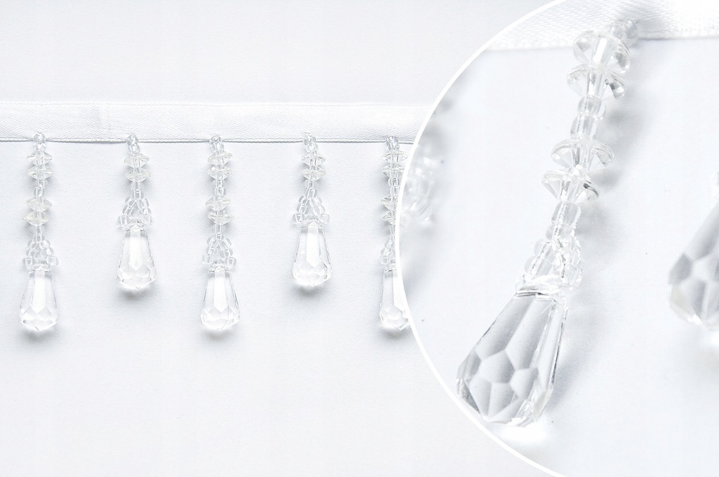 TAŚMA OZDOBNA KORALIKI KRYSZTAŁKI do firan C