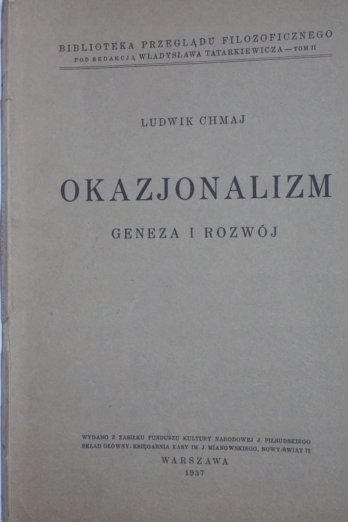 OKAZJONALIZM GENEZA i ROZWÓJ LUDWIK CHMAJ 1937