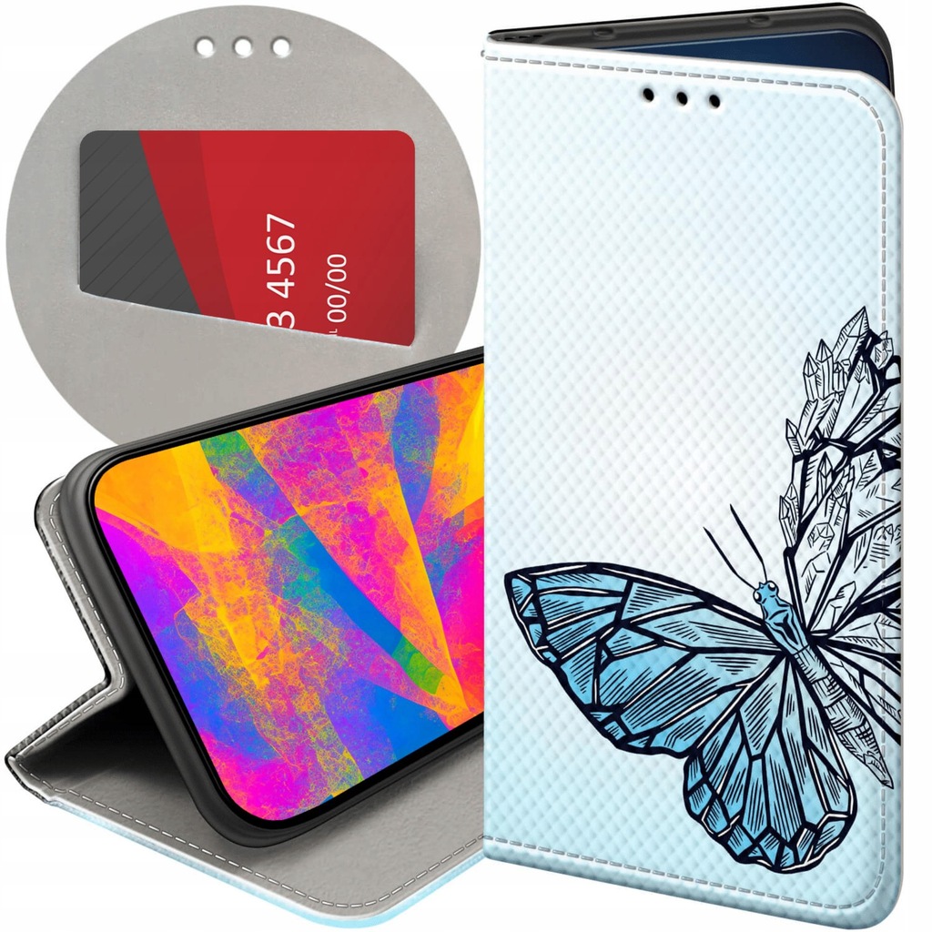 ETUI Z KLAPKĄ DO SAMSUNG GALAXY A03 WZORY MOTYLE BUTTERFLY BARWNE FUTERAŁ