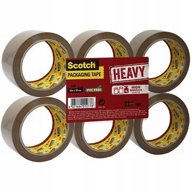 Taśma pakowa Scotch Heavy 50mm/66m brązowa (6)