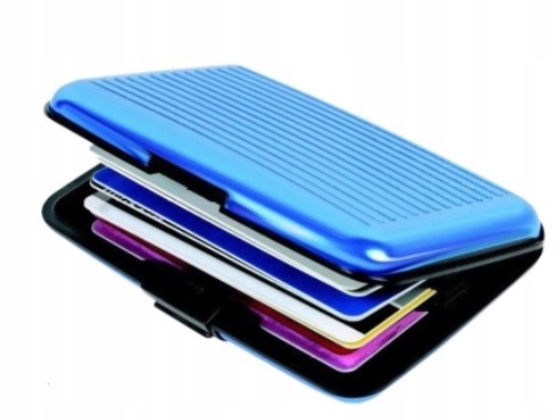 100 Aluminiowy PORTFEL etui karty wallet niebieski