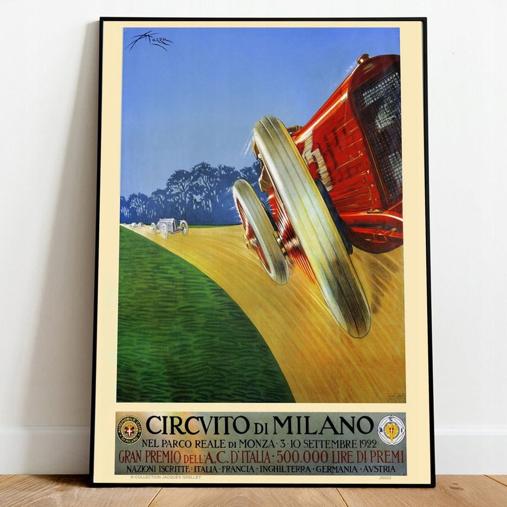 Plakat Vintage GRAN PREMIO D'ITALIA MILANO A3
