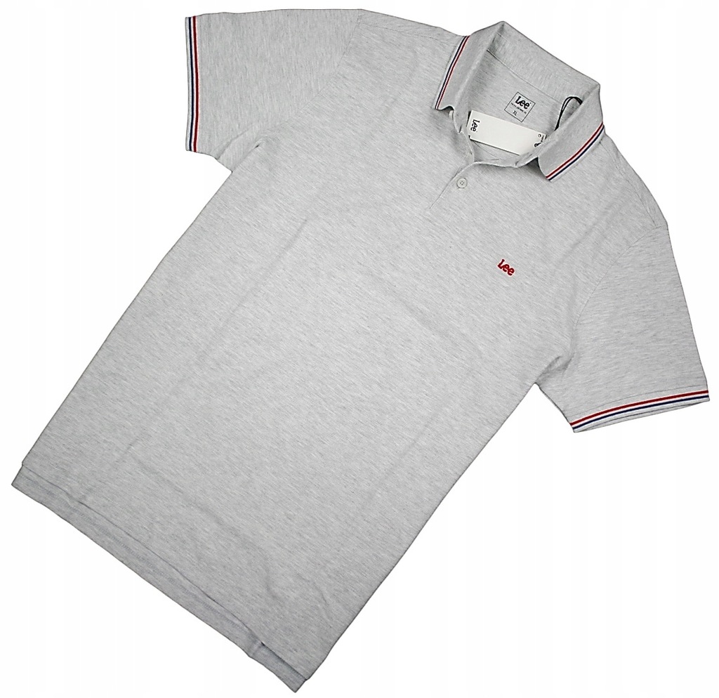 LEE PIQUE POLO GREY KOSZULKA REGULAR - XL