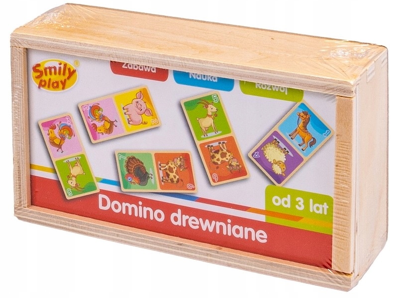 DREWNIANE DOMINO ZWIERZĘTA FARMA WIEŚ SMILY PLAY