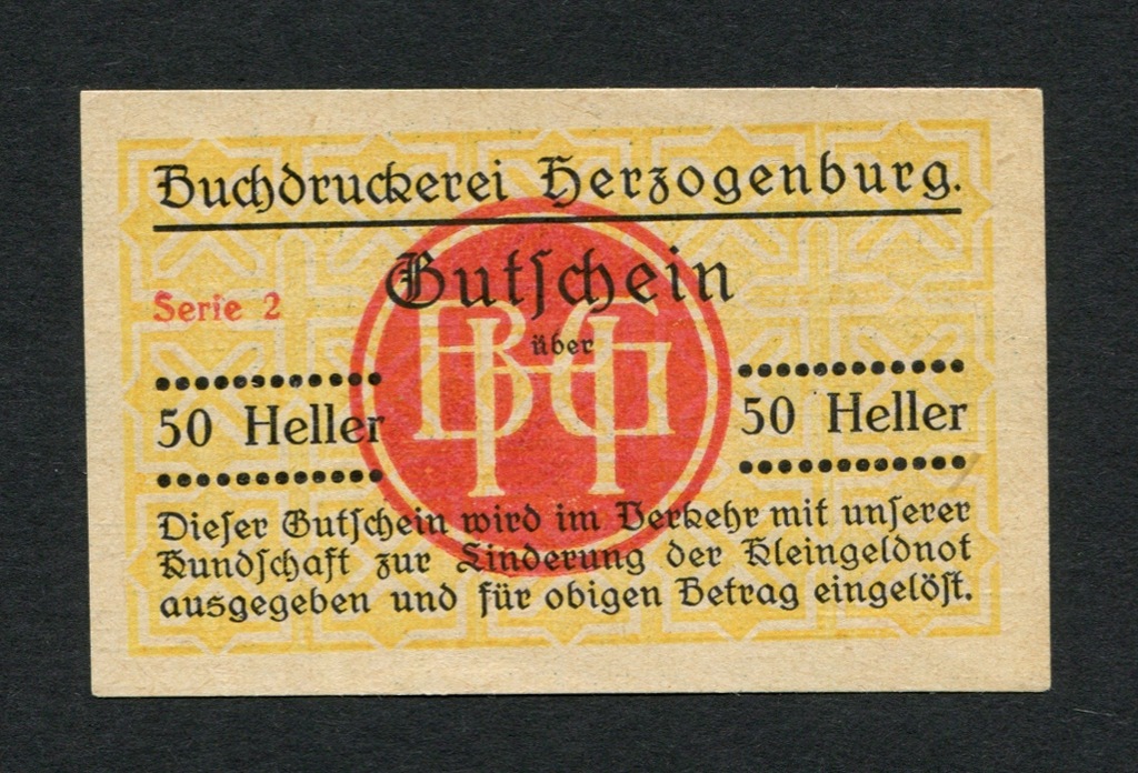 50 Heller Austria 1920 Notgeld -UNC