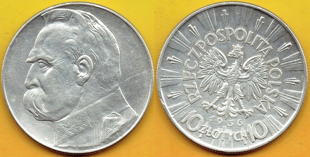 POLSKA 10 zł J.Piłsudski 1936 r. - 2 Ag