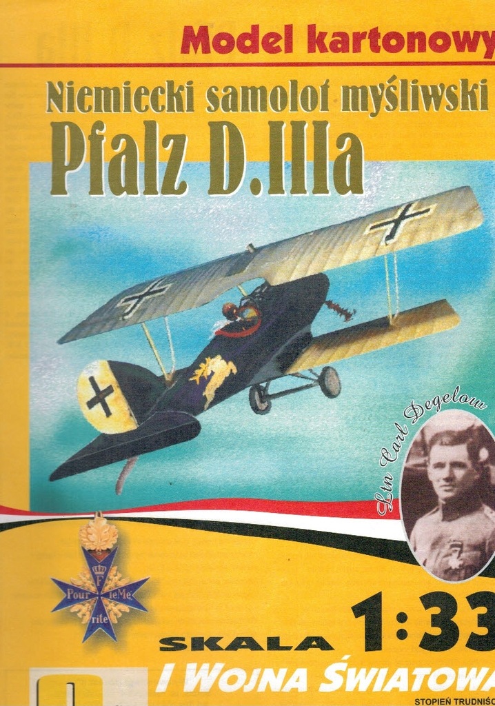 Model kartonowy samolot PFALZ D.IIIa