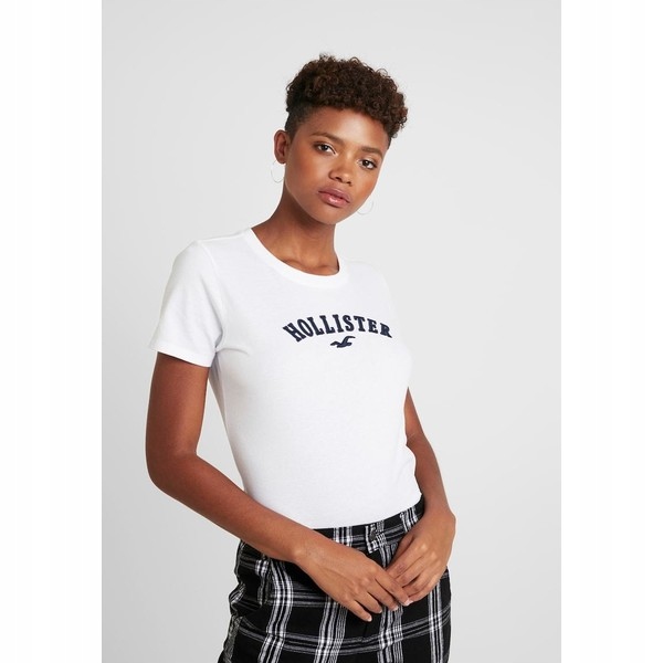 HOLLISTER T-SHIRT DAMSKI BIAŁY LOGO GŁADKI XS BPA