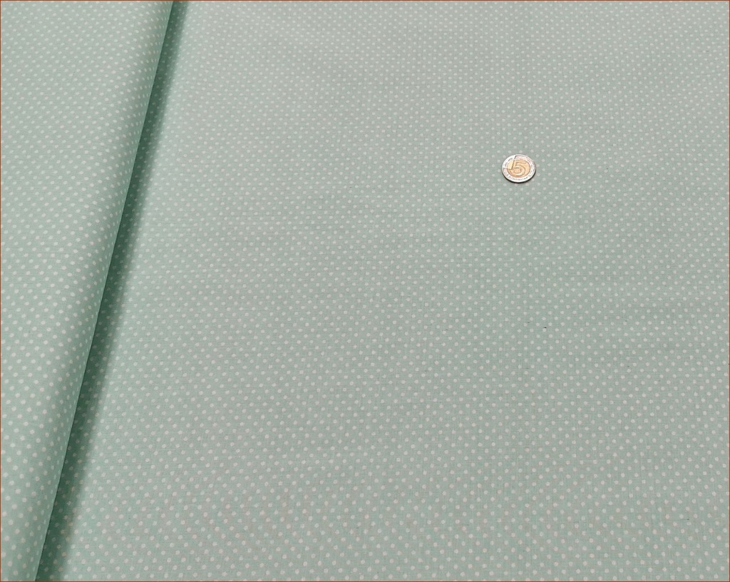 Tkanina MACZEK BIAŁY NA MIĘTA AQUA- 0,5m -11225