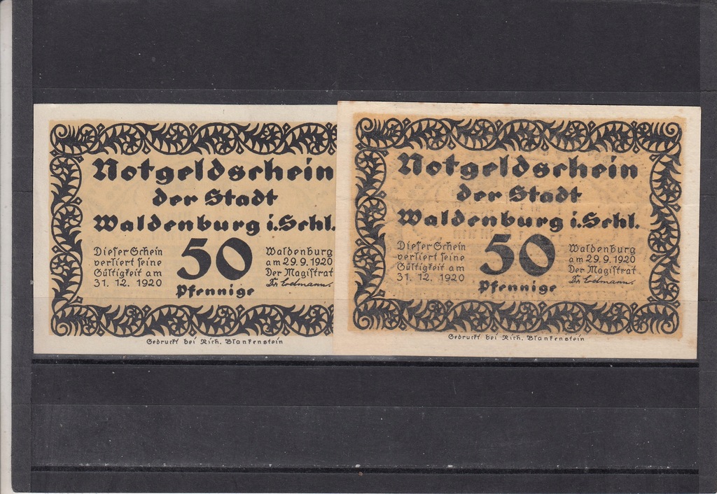 Walbrzych 50/50 pfennig A+B odmiany 1920 UNC