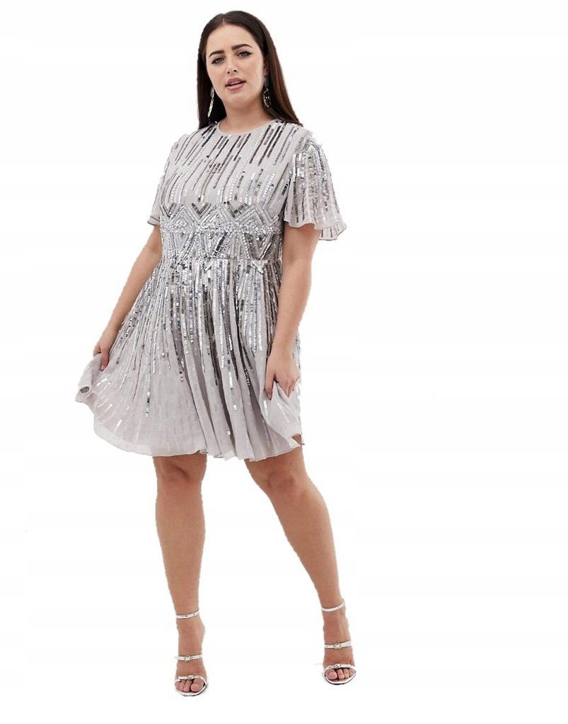 sukienka MINI plus size ZDOBIONA cekiny 52