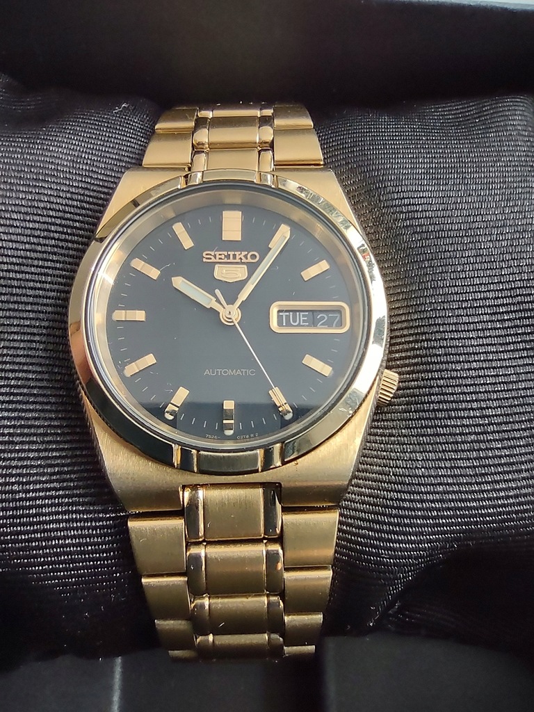 Seiko 5 automatic 7S26C gold pudełko stan!