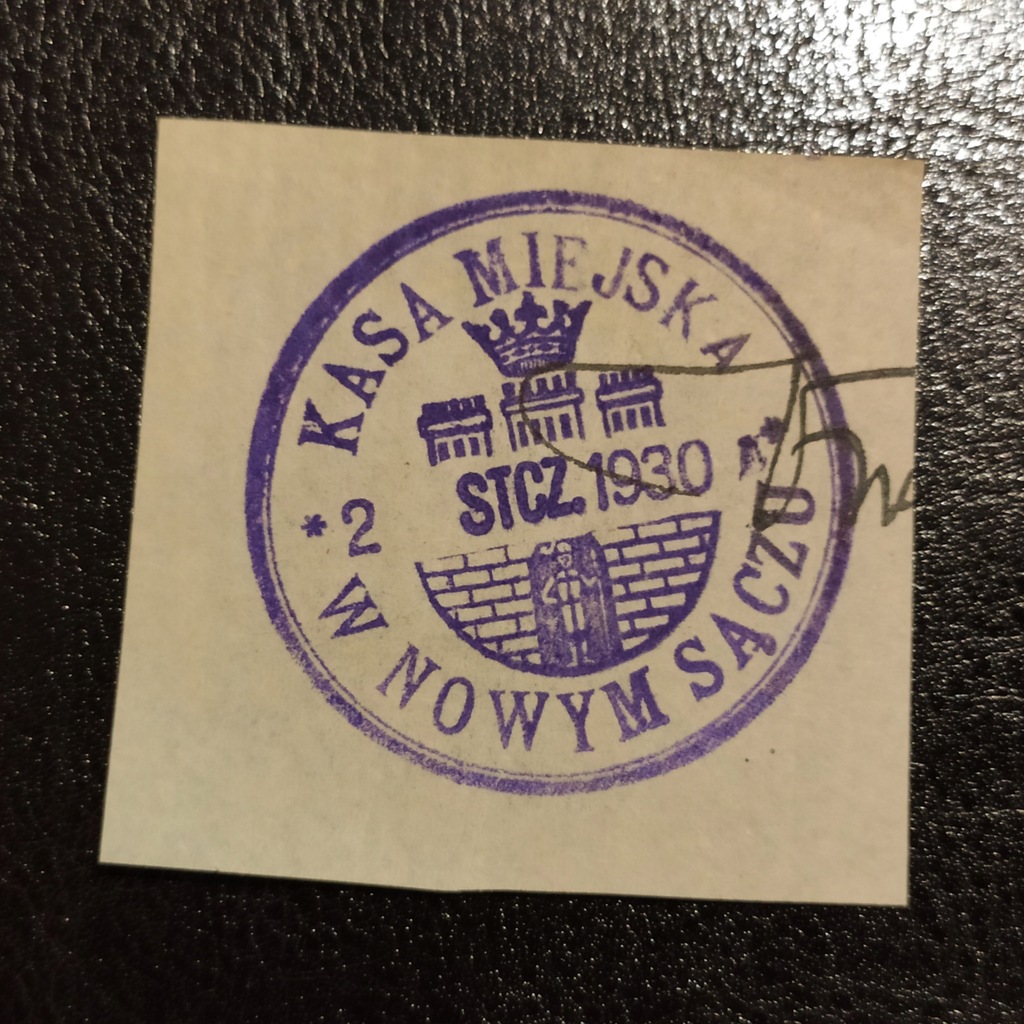 Stempel Kasa Miejska 1930 Nowy Sącz