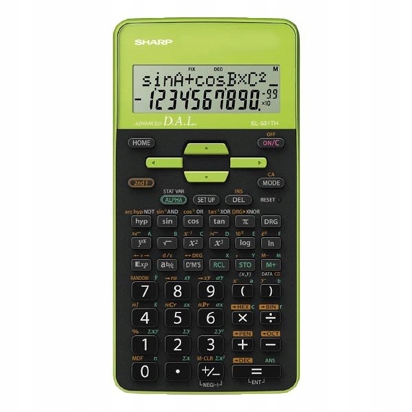 Sharp Kalkulator EL-531THGR, czarno-zielona, szkol