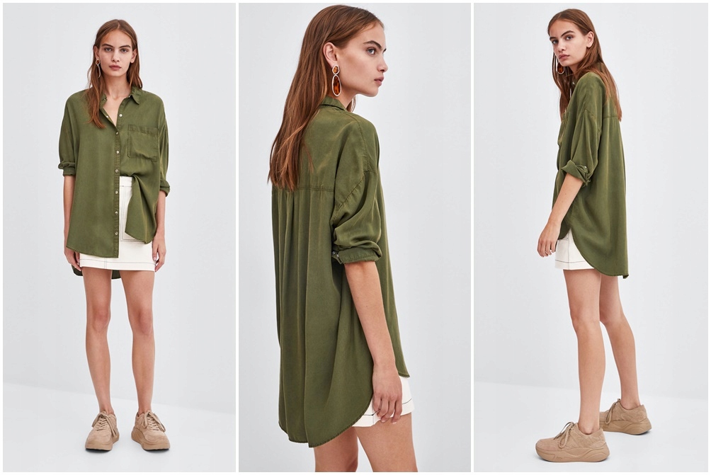 R1J032 ZARA __FZ2 KOSZULA EKO OVERSIZE KHAKI __M