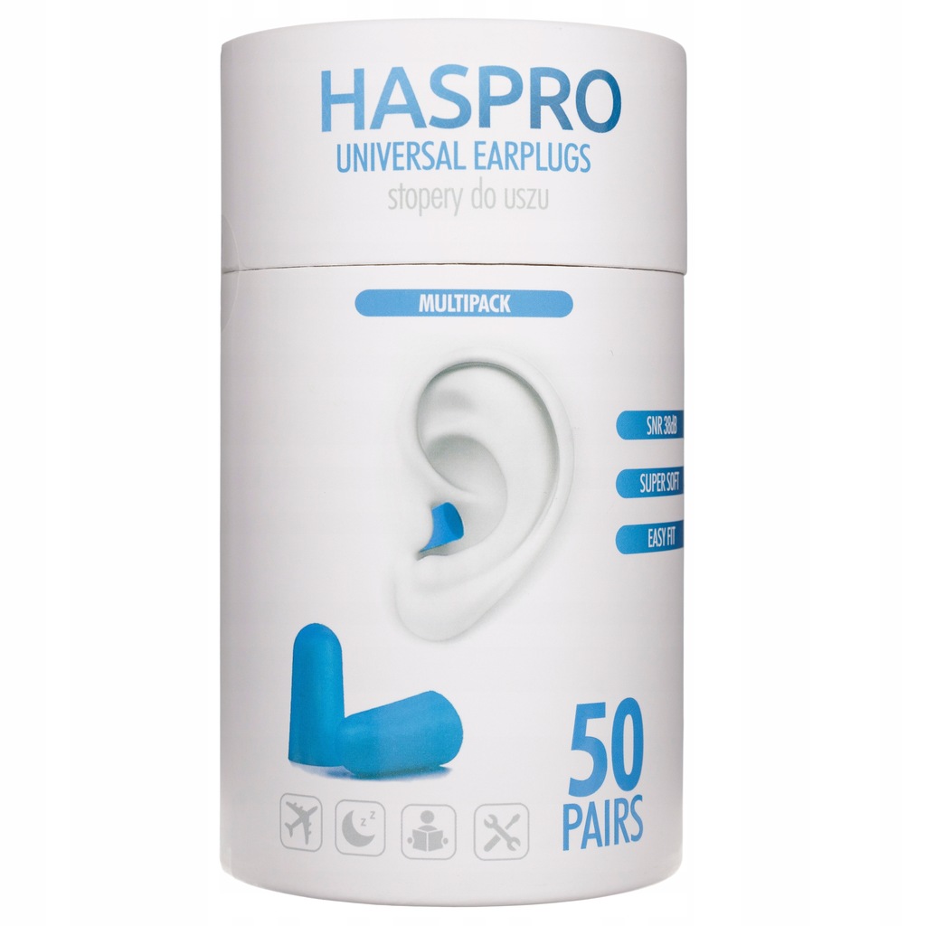 Haspro Tube50 Stopery do uszu Niebieskie 50 par