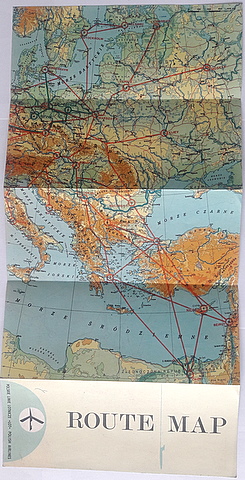 ROUTE MAP - FOLDER - MAPA POŁĄCZEŃ LOT-u - PRL !