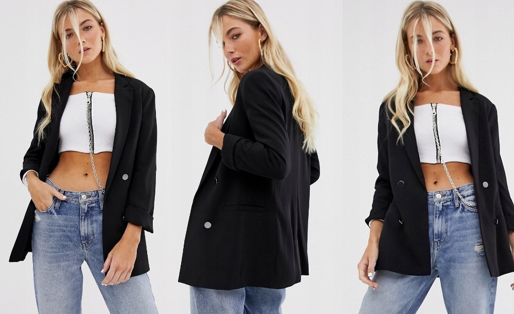 BERSHKA CZARNY DAMSKI BLAZER__L_KO__DCA