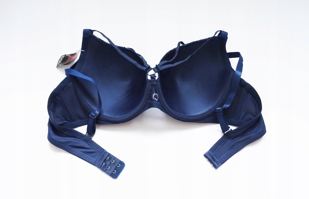 BIUSTONOSZ Z KORONKĄ PASKI STRAPS GRANATOWY 90 C 7933698163