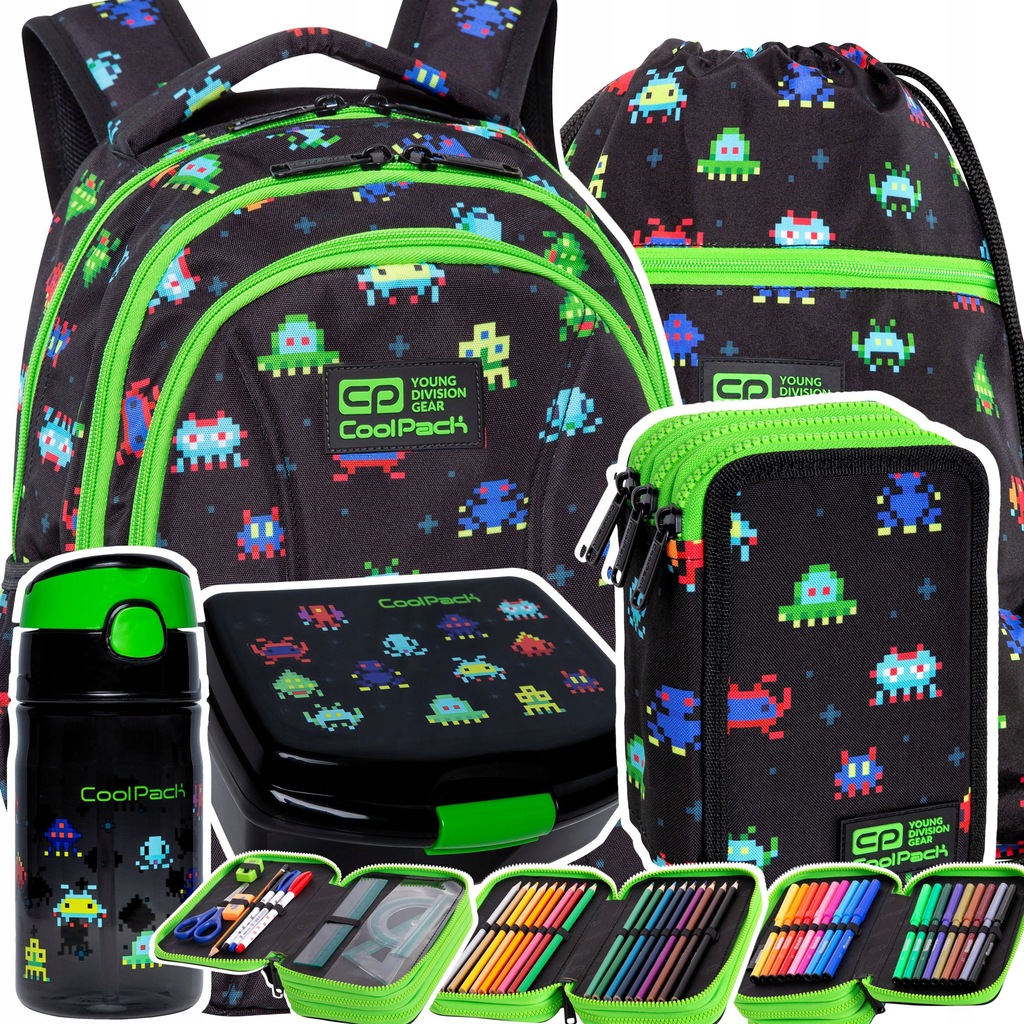 PLECAK COOLPACK ZESTAW SZKOLNY 5 EL PIXELE STWORKI