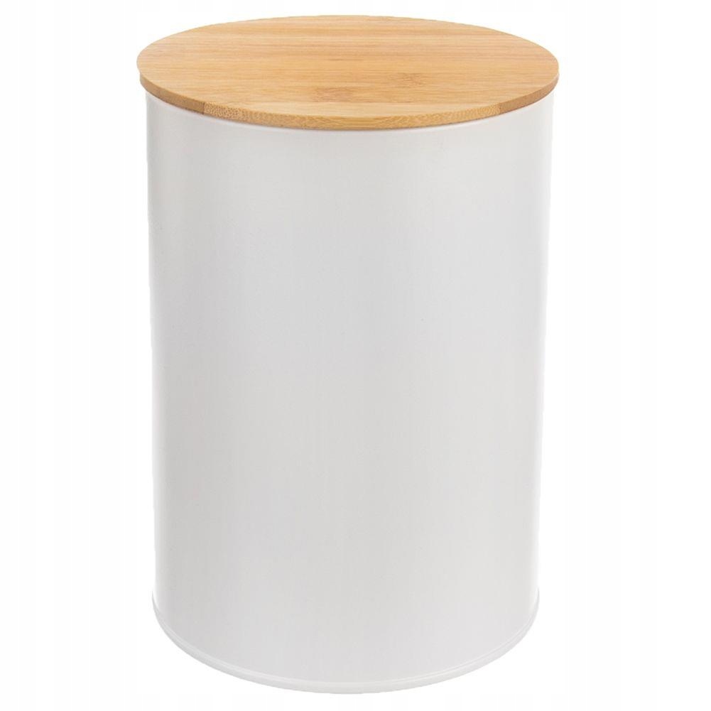 Pojemnik METALOWY kuchenny biały puszka uszczelka