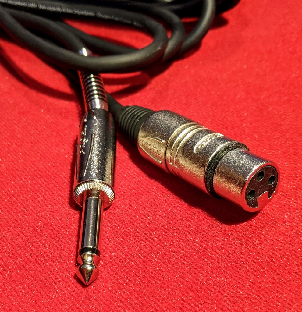 Kabel XLR - TS (mikrofonowy żeński - duży jack mono) 5m