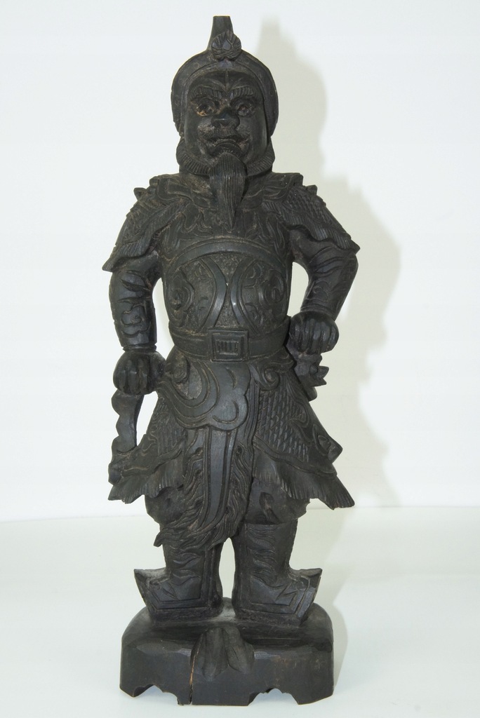 Duża figurka ręcznie rzeźbiona / DREWNO 36cm Wojownik