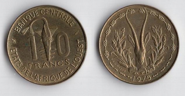 UNIA AFRYKI ZACHODNIEJ 1975 10 FRANCS