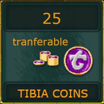 25 TIBIA COINS TRANSFERABLE WSZYSTKIE ŚWIATY