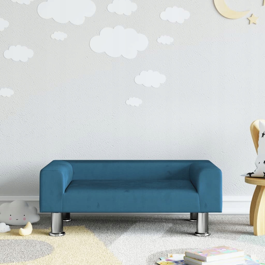 VidaXL Sofa dla dzieci, niebieska, 70x45x26,5 cm, aksamit