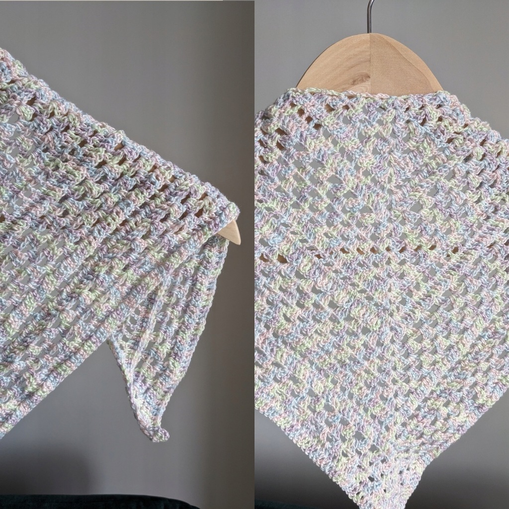 Mała chusta na szydełku, pastelowa chusta dla dziewczynki