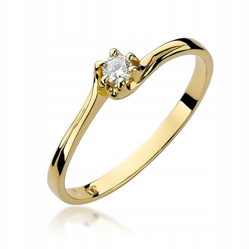 14K Próba 585 Pierścionek z brylantem 0,10ct W-163 Złoty 23 20 mm